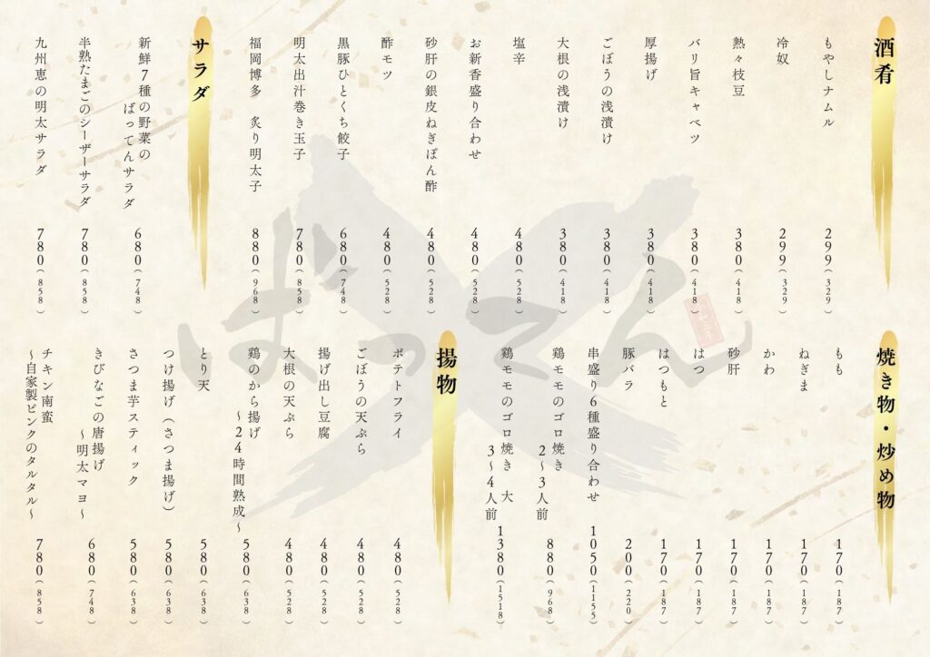 A4_横_フードメニュー_九州炭火酒場ばってん_表
